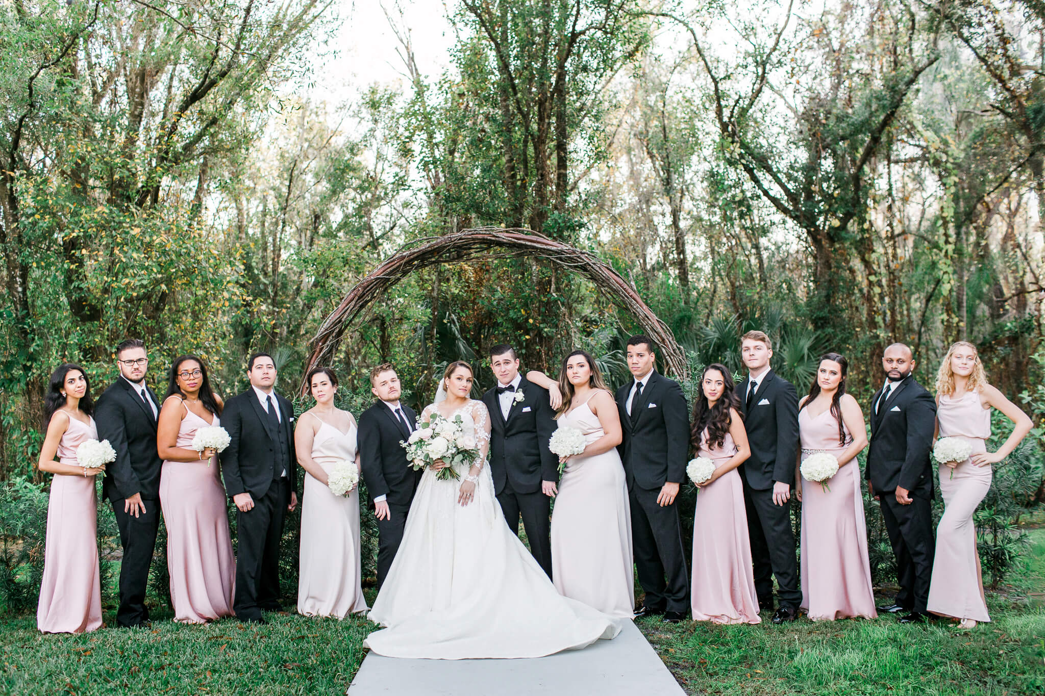 bridal party photo at Bakers Ranch wedding venue