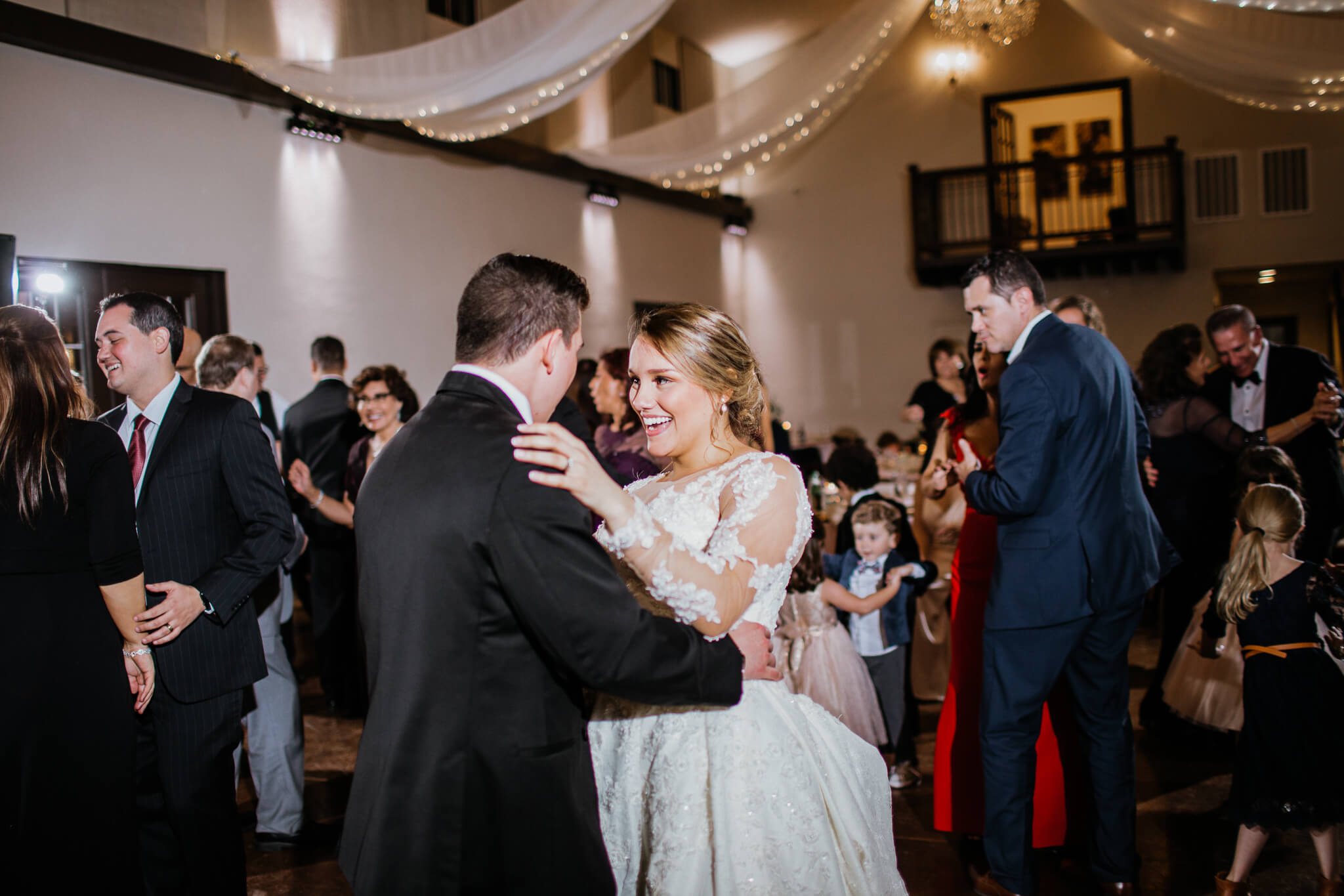 bride and groom dancing