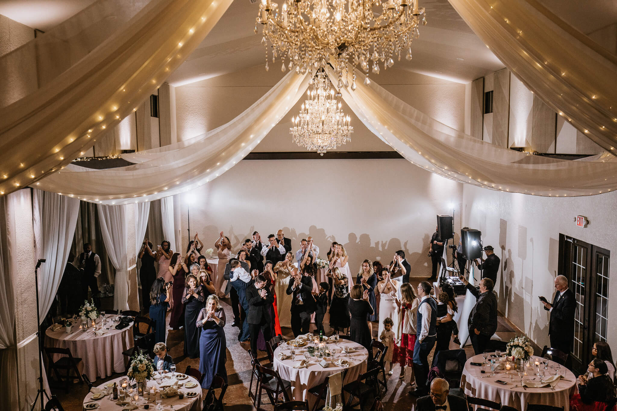 wedding reception filled with guests at Bakers Ranch wedding venue