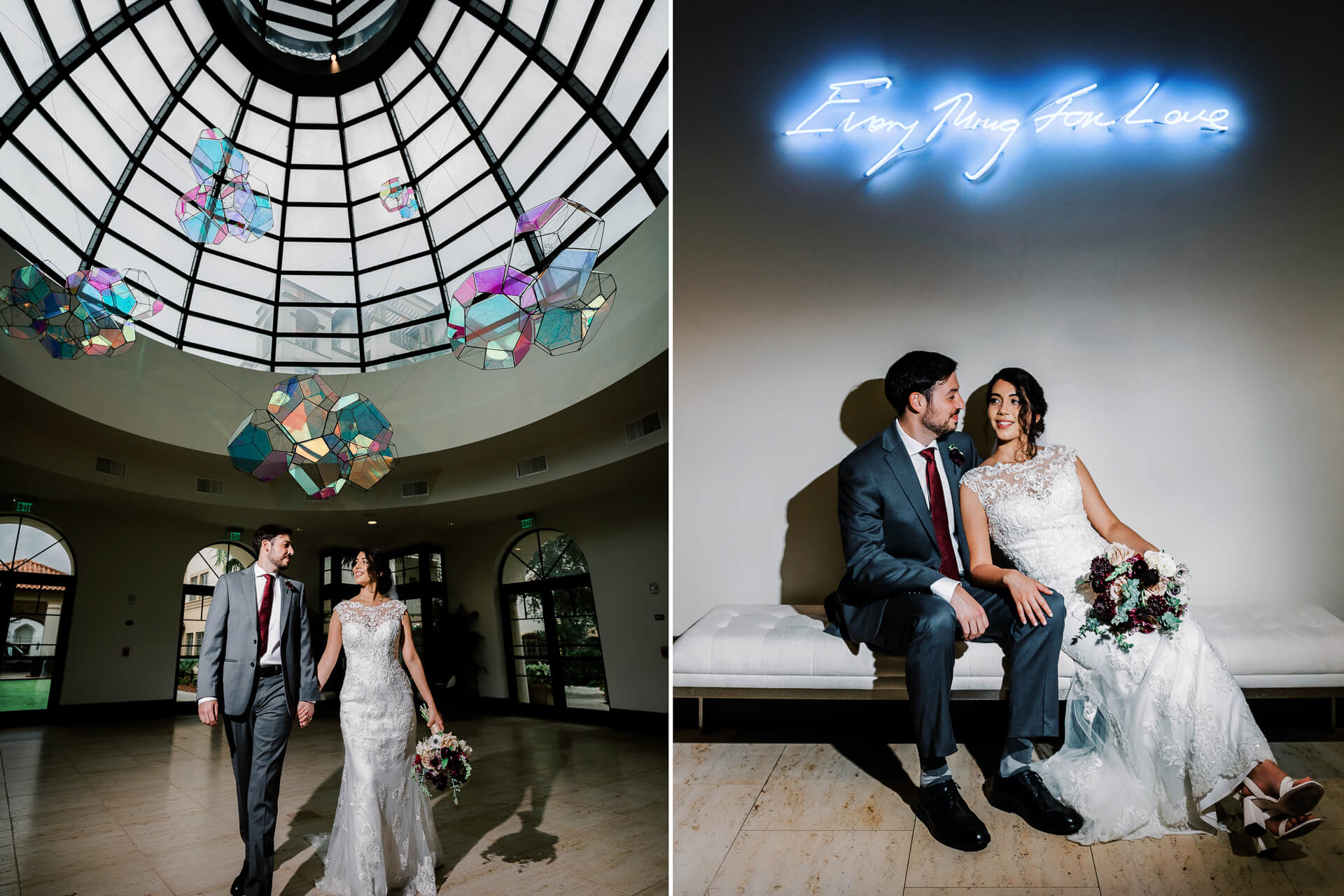 wedding couple posing for elopement photographer at The Alfond Inn, an elopement venue in Orlando