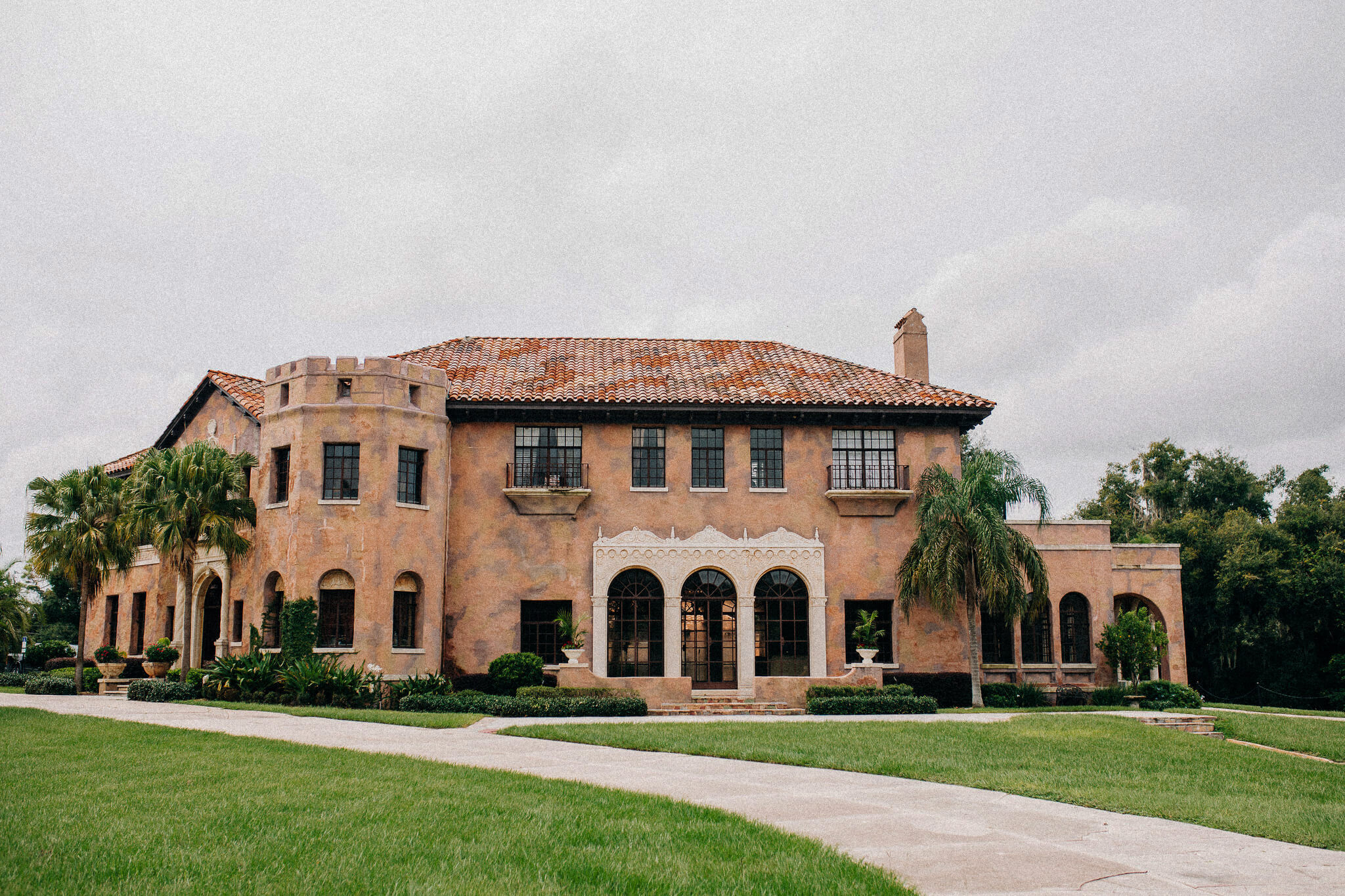 Old estate mansion with textured walls known as the howey mansion