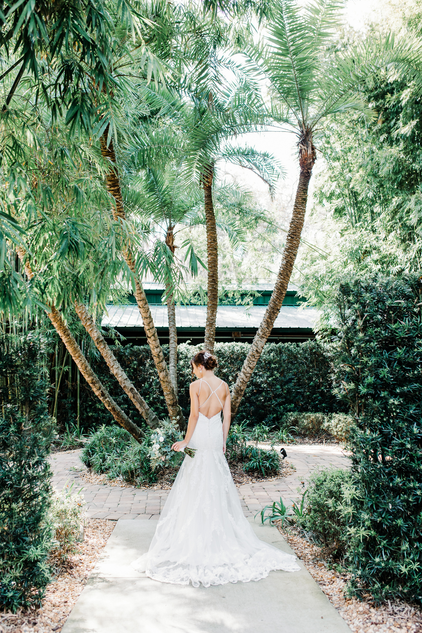 Bride posing for portrait at Club Lake wedding venue