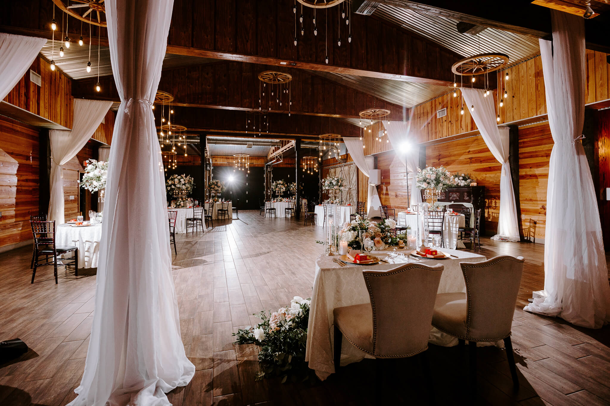 Indoor wedding reception at Club Lake