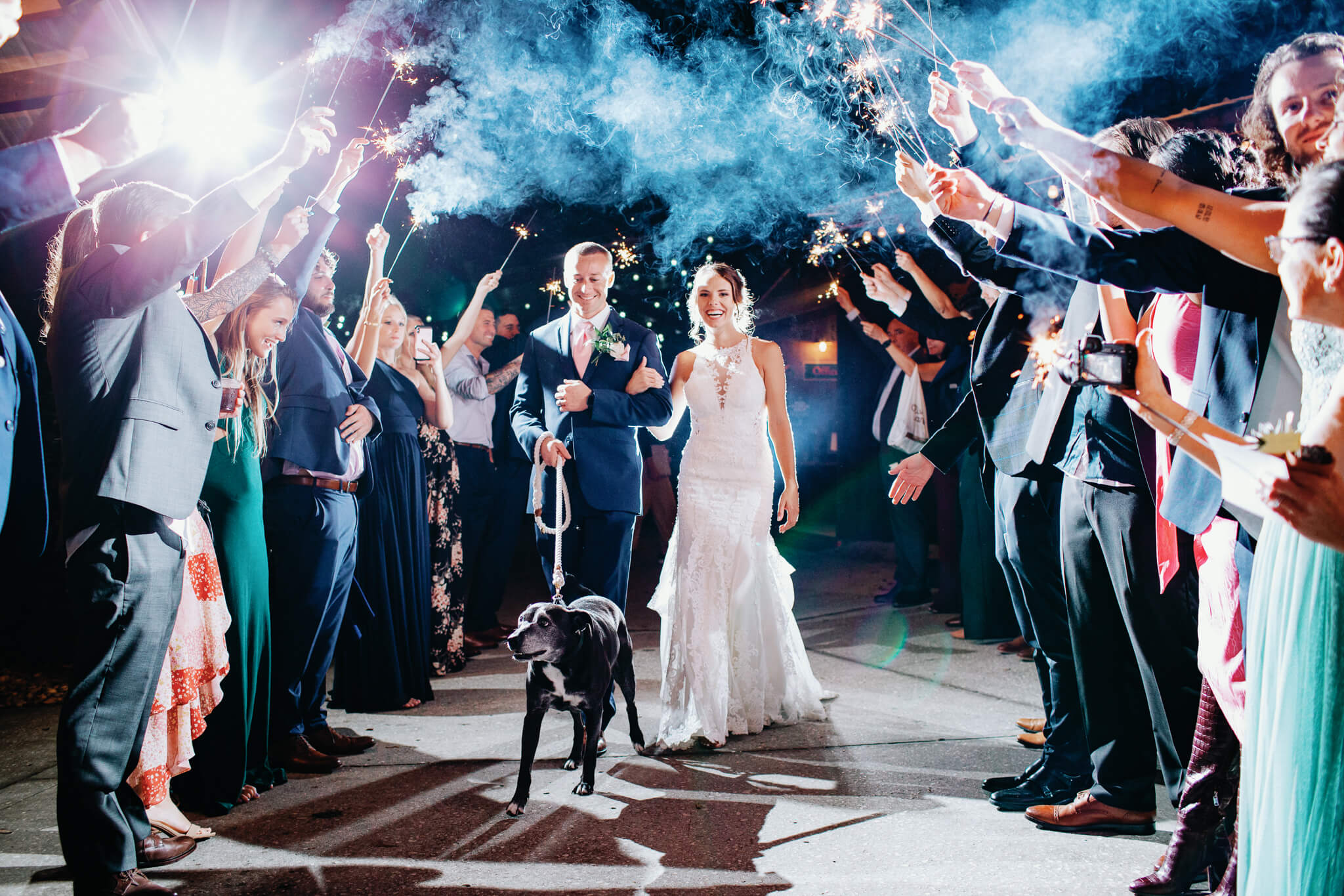 Wedding sparkler exit at Club Lake Venue