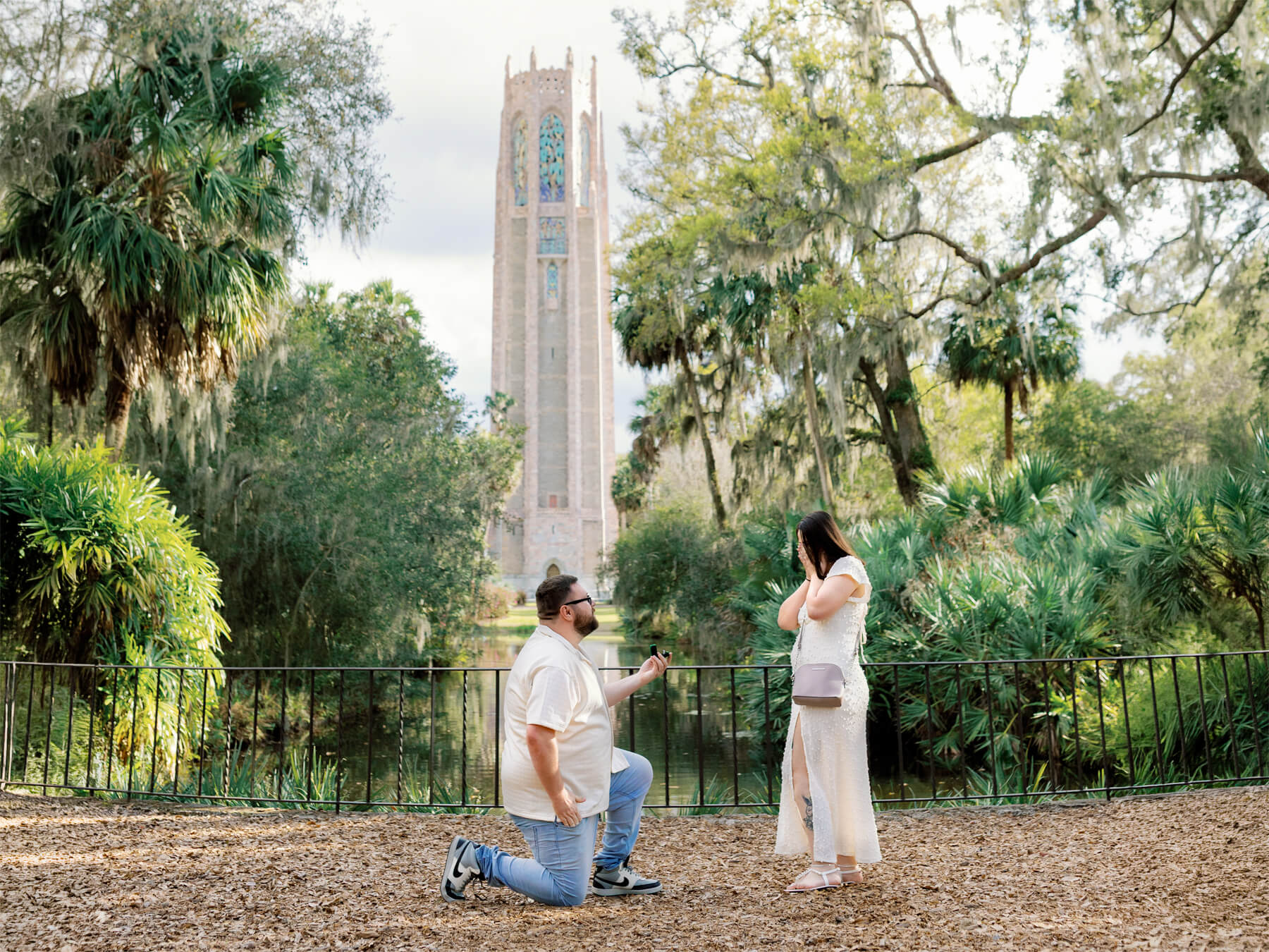 surprise proposal at bok tower gardens