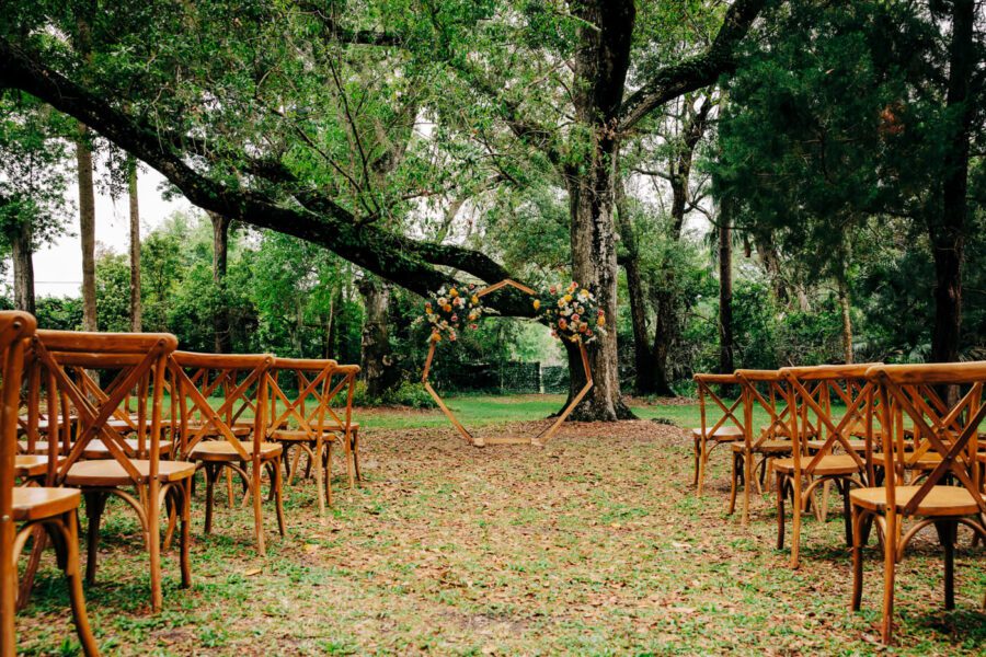 Garden Villa wedding venue with outdoor ceremony with trees